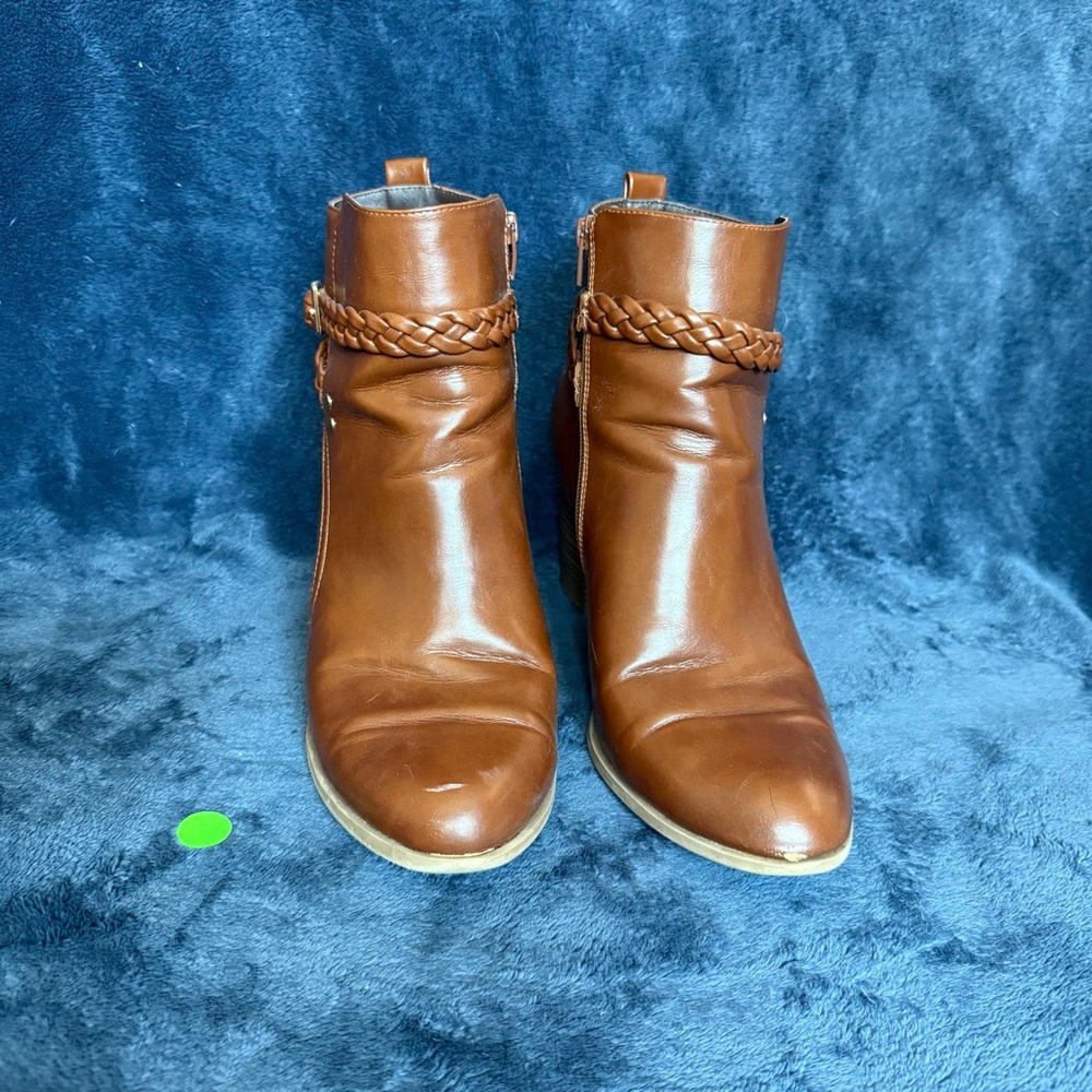 American Eagle By Payless Brown Ankle Boots with Braided Detail